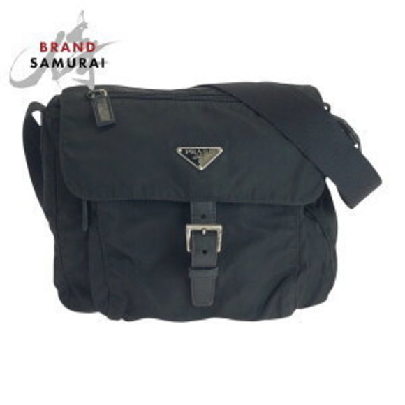Prada leather Bag black Shoulder pouch Tessuto nylon triangular - Picture 1 of 9
